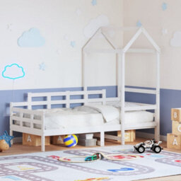 Berkfield Day Bed With Roof Without Mattress White 80X200 Cm Solid Wood - thumbnail 1