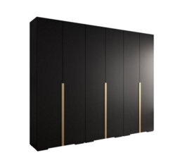 Arte Sleek Inova I Hinged Door Wardrobe H2370mm W3000mm D470mm - Modern Black Finish With Gold Vertical Metal Handles - thumbnail 1