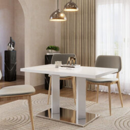 PureLifestyleWonders Modern Dining Table In High Gloss White 120Cm Frias