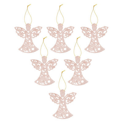 Christmas Tree Decoration Glitter Angel X 6 17. 5Cmx10Cmx1. 5Cm - image 1