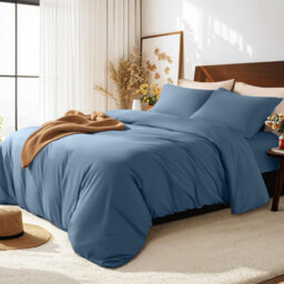 Aspire Homeware Washed Blue Duvet Cover Set, Soft Microfiber & Reversible, Super King (L)220Cm X (W)260Cm - thumbnail 5