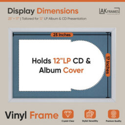 "AK Frames 25X17"" Silver Sleek Vinyl Record Frame With Pompadour Mount For 12 Inch Lp Cover & Disc - Overlapped Design" - thumbnail 2