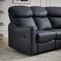 UK Leisure World Recliner Black Corner Sofa Suites Settee Seater Armchair Faux Leather - thumbnail 2