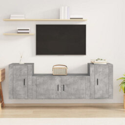 Berkfield 3 Piece Tv Cabinet Set Concrete Grey Engineered Wood - thumbnail 1
