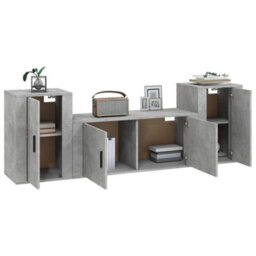 Berkfield 3 Piece Tv Cabinet Set Concrete Grey Engineered Wood - thumbnail 3