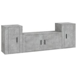 Berkfield 3 Piece Tv Cabinet Set Concrete Grey Engineered Wood - thumbnail 2