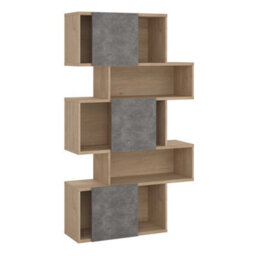 Wyld Haus Taichung Asymmetrical 5-Shelf Bookcase In Hickory Oak And Concrete Effect - thumbnail 7