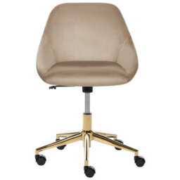 Beliani Desk Chair Bardsdale Velvet Taupe - thumbnail 4