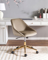 Beliani Desk Chair Bardsdale Velvet Taupe - thumbnail 2