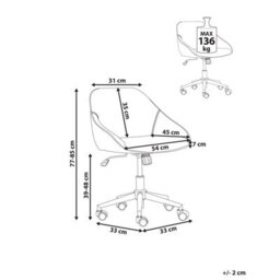 Beliani Desk Chair Bardsdale Velvet Taupe - thumbnail 3