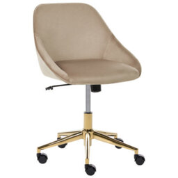 Beliani Desk Chair Bardsdale Velvet Taupe - thumbnail 1