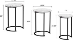 Hygrad Built to Survive Set Of 3 Round Wooden/steel Nesting Side Coffee Tables Stacking Sofa Side, Space Saving Coffee Tea Table Large, Medium & Small (Bl - thumbnail 3