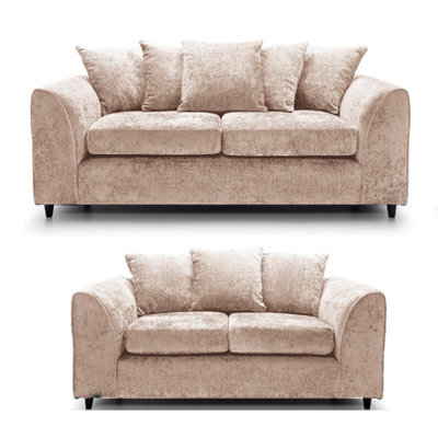 Furnishings For Less UK Monaco Chenille Fabric Sofa Set 3 And 2 Seater Sofa   Beige - image 1