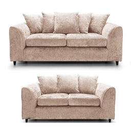 Furnishings For Less UK Monaco Chenille Fabric Sofa Set 3 And 2 Seater Sofa   Beige - thumbnail 1