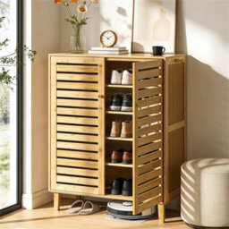 Freestanding Shoe Storage Cabinet Farmhouse Modern Rustic Shoe Rack - thumbnail 4