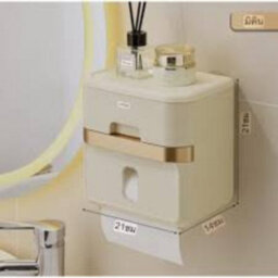 Wall Mounted Bathroom Toilet Roll Holder Double Layer Tissue Paper Storage - thumbnail 4