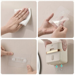 Wall Mounted Bathroom Toilet Roll Holder Double Layer Tissue Paper Storage - thumbnail 3