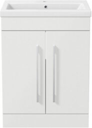 Affine Freestanding Vanity Unit Bathroom Cabinet Furniture Basin Gloss 600mm White - thumbnail 7