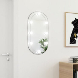 Berkfield Mirror With Led Lights 80X40 Cm Glass Oval - thumbnail 1