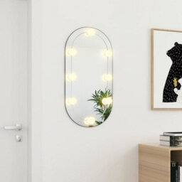 Berkfield Mirror With Led Lights 80X40 Cm Glass Oval - thumbnail 3