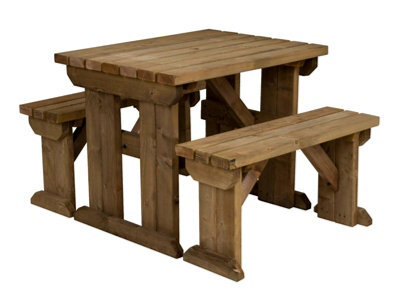 Arbor Garden Solutions Picnic Bench And Table Set, Aspen Wooden Patio Furniture (3Ft, Rustic Brown) - image 1