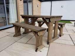 Arbor Garden Solutions Picnic Bench And Table Set, Aspen Wooden Patio Furniture (3Ft, Rustic Brown) - thumbnail 7