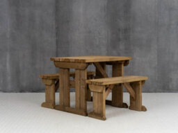 Arbor Garden Solutions Picnic Bench And Table Set, Aspen Wooden Patio Furniture (3Ft, Rustic Brown) - thumbnail 3