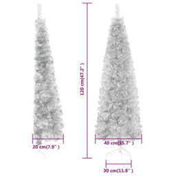 Berkfield Slim Artificial Half Christmas Tree With Stand Silver 120 Cm - thumbnail 9