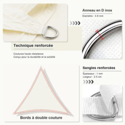 Beige 4X4X4M Triangular Shade Sail 95% Uv Protection Waterproof - thumbnail 2