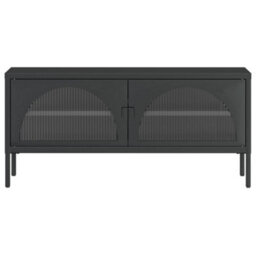 Berkfield Tv Cabinet Black 105X35X50 Cm Glass And Steel - thumbnail 5