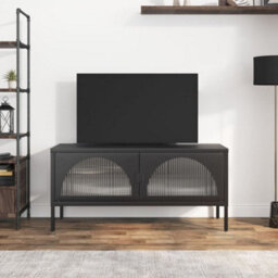 Berkfield Tv Cabinet Black 105X35X50 Cm Glass And Steel