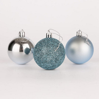 Shatchi 50mm/9Pcs Christmas Baubles Shatterproof Light Blue,tree Decorations - image 1
