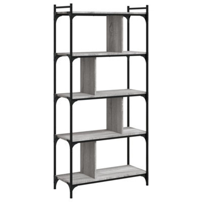 Berkfield Industrial Bookcase 5-Tier Grey Sonoma 76X32X158 Cm Engineered Wood