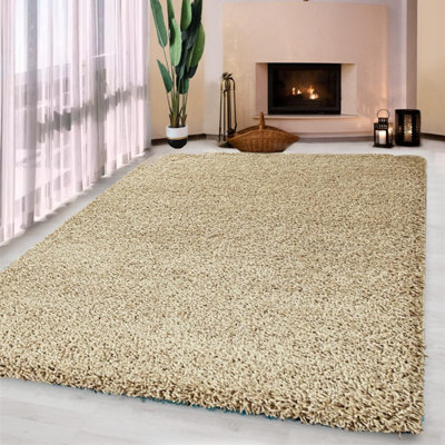 UETIAN Luxurious Shaggy Rugs Soft Extra Thick Area Rugs Heavy 5Cm Dense Pile For Living Room Bedroom Hallway (Light Beige 80 X 150) - image 1