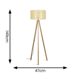 Valuelights Barbro Natural Tripod Floor Lamp With Wicker Shade And Bulb - thumbnail 7