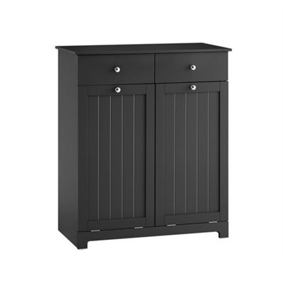 Sobuy Bzr33-Ii-Sch,bathroom Freestanding Cabinet Laundry Cabinet With 2 Removable Bags And 2 Drawers,black,w78Xd38.5Xh90.5 - image 1