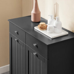 Sobuy Bzr33-Ii-Sch,bathroom Freestanding Cabinet Laundry Cabinet With 2 Removable Bags And 2 Drawers,black,w78Xd38.5Xh90.5 - thumbnail 9