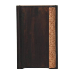 Artisan Furniture Solid Wood Rattan Curve Edge Nightstand, 2-Drawers, 1 Open Slot, Rattan And Black - thumbnail 9