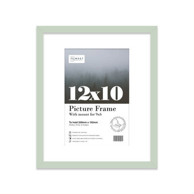 "12X10"" Mint Green Frame With Mount For 9X6"" Pictures 20mm Thin Edge Portrait And Landscape Display With Wall Hooks And Kickstand" - image 1