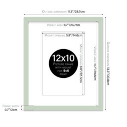 "12X10"" Mint Green Frame With Mount For 9X6"" Pictures 20mm Thin Edge Portrait And Landscape Display With Wall Hooks And Kickstand" - thumbnail 2