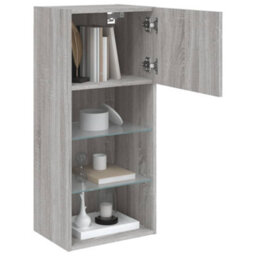 Berkfield Tv Cabinet With Led Lights Grey Sonoma 40.5X30X90 Cm - thumbnail 6