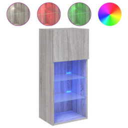 Berkfield Tv Cabinet With Led Lights Grey Sonoma 40.5X30X90 Cm - thumbnail 2