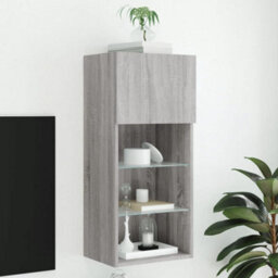 Berkfield Tv Cabinet With Led Lights Grey Sonoma 40.5X30X90 Cm - thumbnail 1