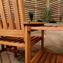 Samuel Alexander 2 Person Wooden Garden Bench Love Seat & Table Garden Furniture - thumbnail 8