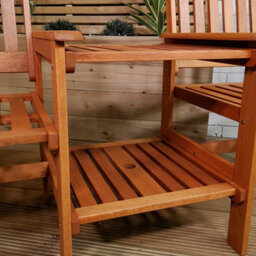 Samuel Alexander 2 Person Wooden Garden Bench Love Seat & Table Garden Furniture - thumbnail 9
