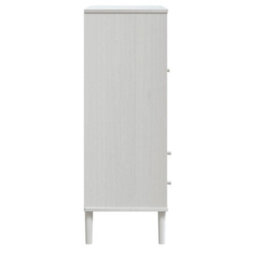 Berkfield Highboard Senja Rattan Look White 90X40X112Cm Solid Wood Pine - thumbnail 7