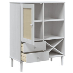 Berkfield Highboard Senja Rattan Look White 90X40X112Cm Solid Wood Pine - thumbnail 6