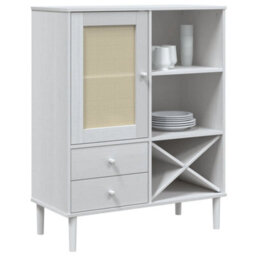 Berkfield Highboard Senja Rattan Look White 90X40X112Cm Solid Wood Pine - thumbnail 3