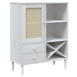 Berkfield Highboard Senja Rattan Look White 90X40X112Cm Solid Wood Pine - thumbnail 2