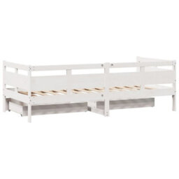 Berkfield Daybed With Drawers Without Mattress White 90X200 Cm Solid Wood - thumbnail 6